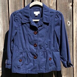 Loft blue peplum cropped top jacket size small